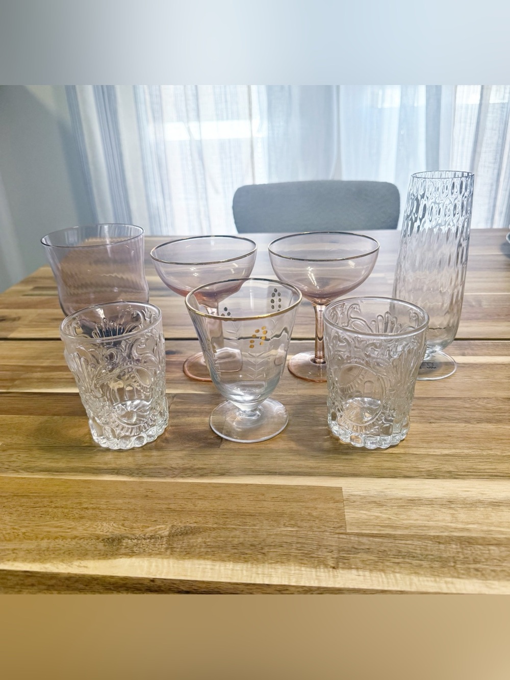 Anthropologie Assorted Set of 7 Glass Coupe Champagne Juice Glasses Multicolor - Picture 10 of 10
